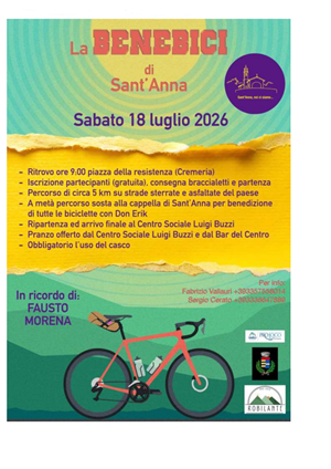 Benebici di Sant'Anna: sabato 18 luglio 2026